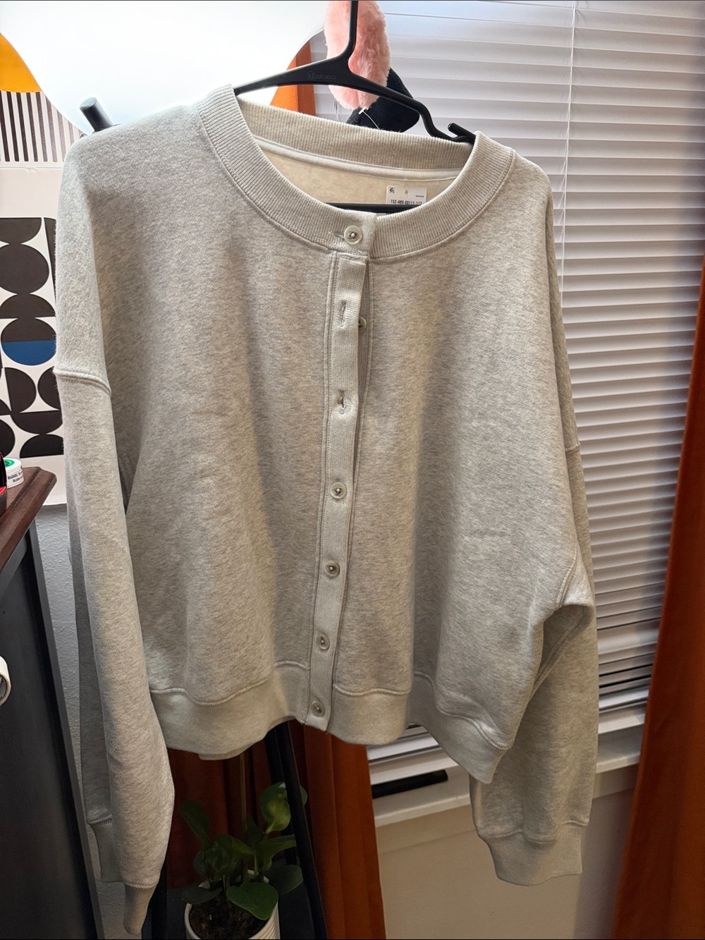 Abercrombie & Fitch Light Gray Button-Front Cardigan Sweatshirt